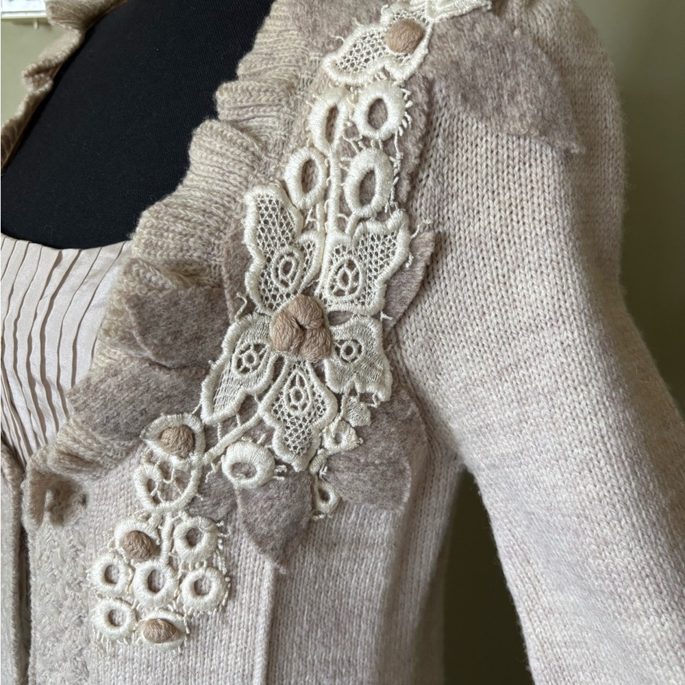 Beautiful Cardigan with Lace Detail from Anthropologie - Picture 2 of 8